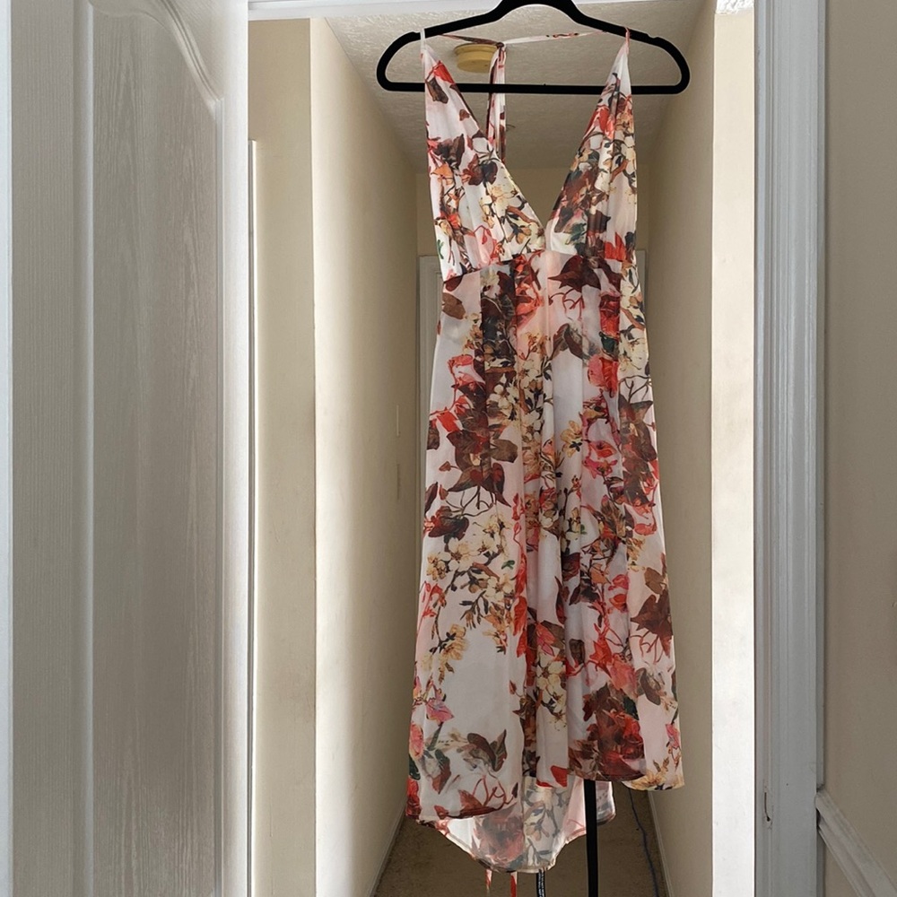 Flower print halter summer dress